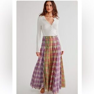 Plaid Maxi Skirt in Multicolor